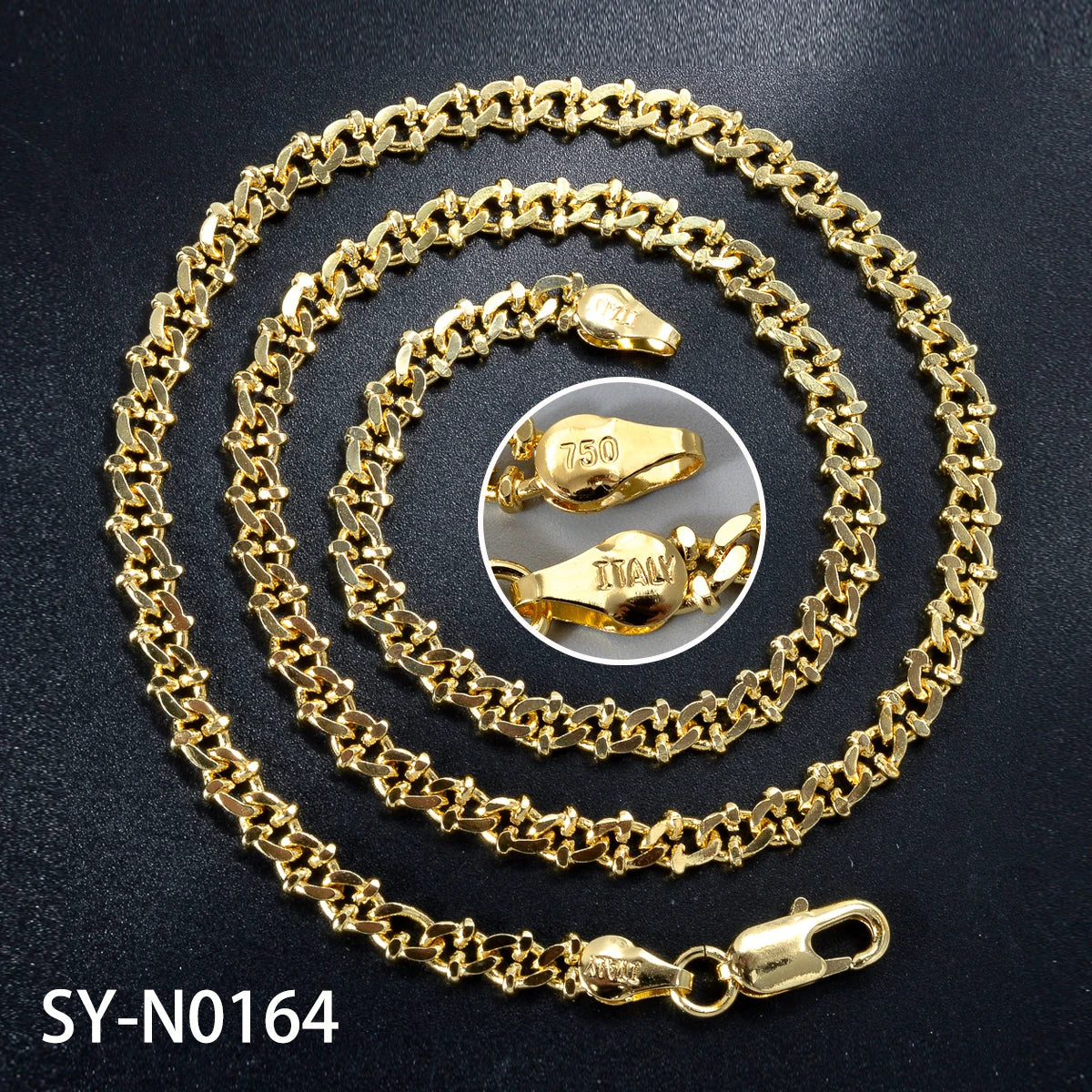 Fashion luxury Italy 750 18k gold plated Copper Link Chain Necklace For Women Jewelry Man Neck Accessories Charms Party Gift