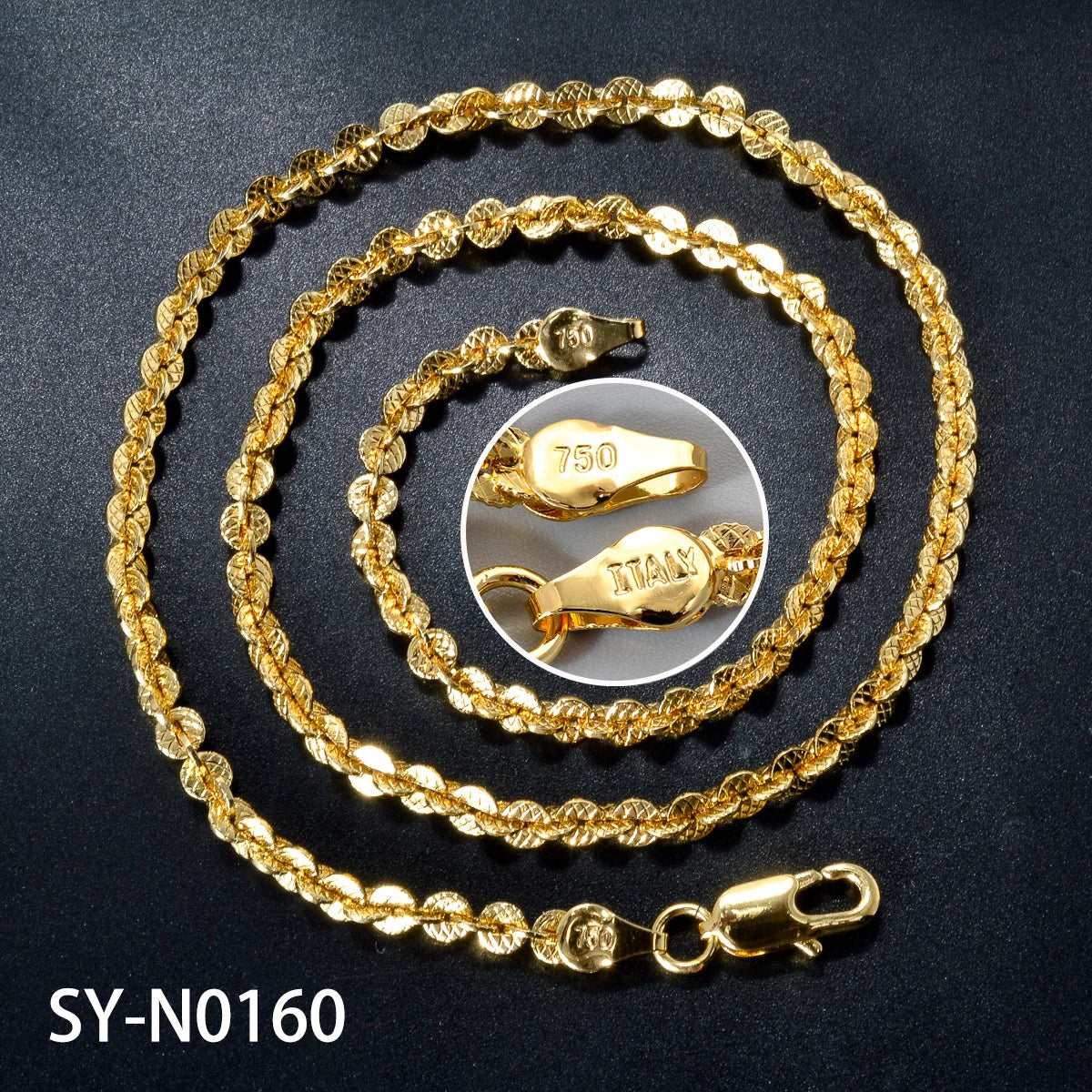 Fashion luxury Italy 750 18k gold plated Copper Link Chain Necklace For Women Jewelry Man Neck Accessories Charms Party Gift