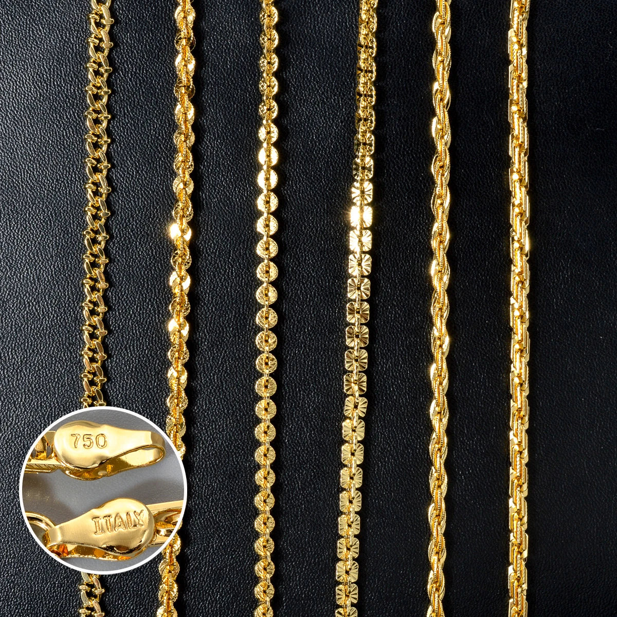 Fashion luxury Italy 750 18k gold plated Copper Link Chain Necklace For Women Jewelry Man Neck Accessories Charms Party Gift