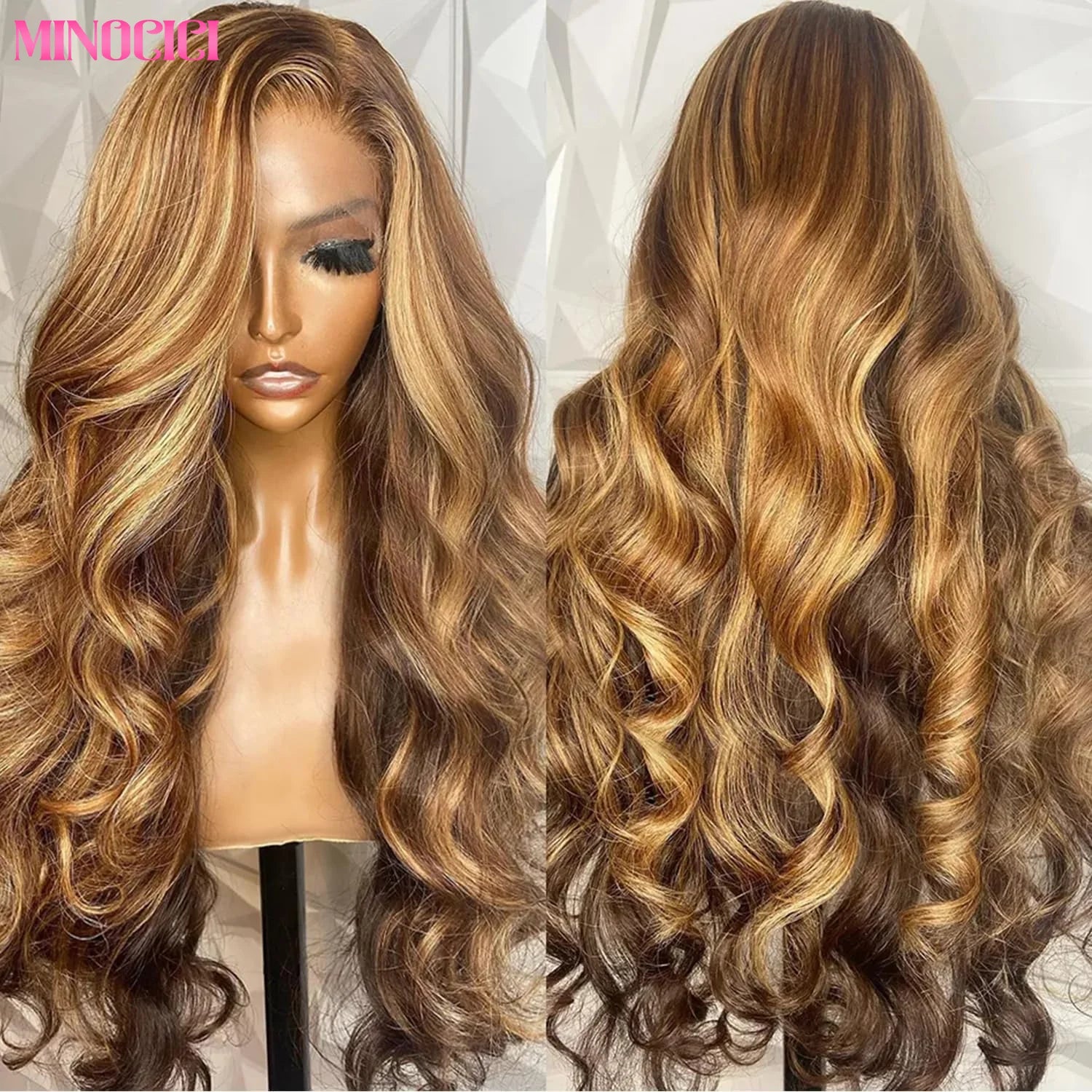 Highlight Wig Human Hair Body Wave Lace Frontal Wigs Colored 13x4 Lace Frontal Wig P4/27 Ombre Honey Blond Lace Front Human Hair