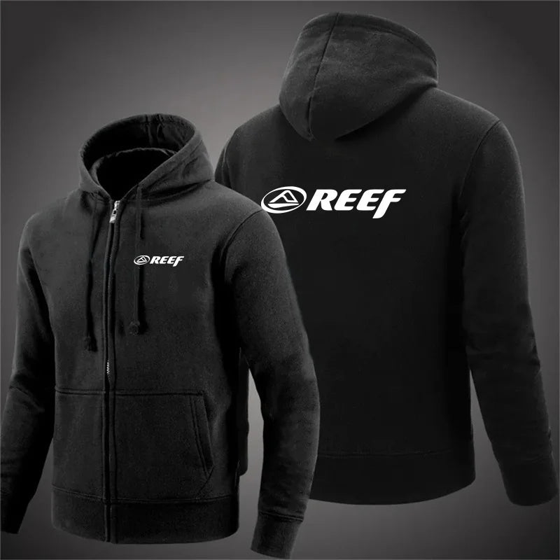 2024 Fashion Fitness Reef Hoodie Spring and Autumn Outdoor Sports Loose Tops Men's Street Style Zipper Coat Oversized Clothes