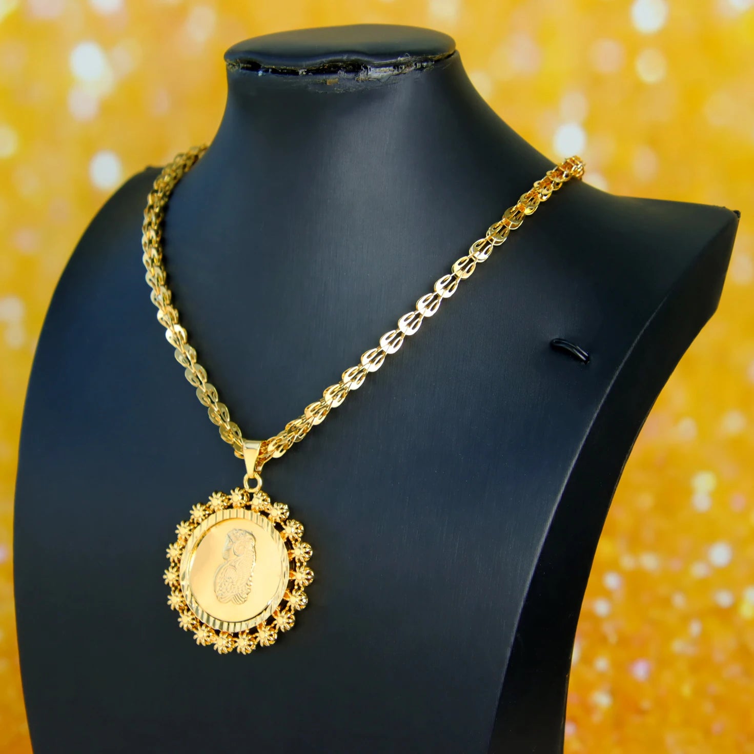 Middle Eastern Muslim Charm Pendant Necklace 21k Gold Plated Dubai Fashion Wedding Neck Chains Algeria Luxury Party Jewelry