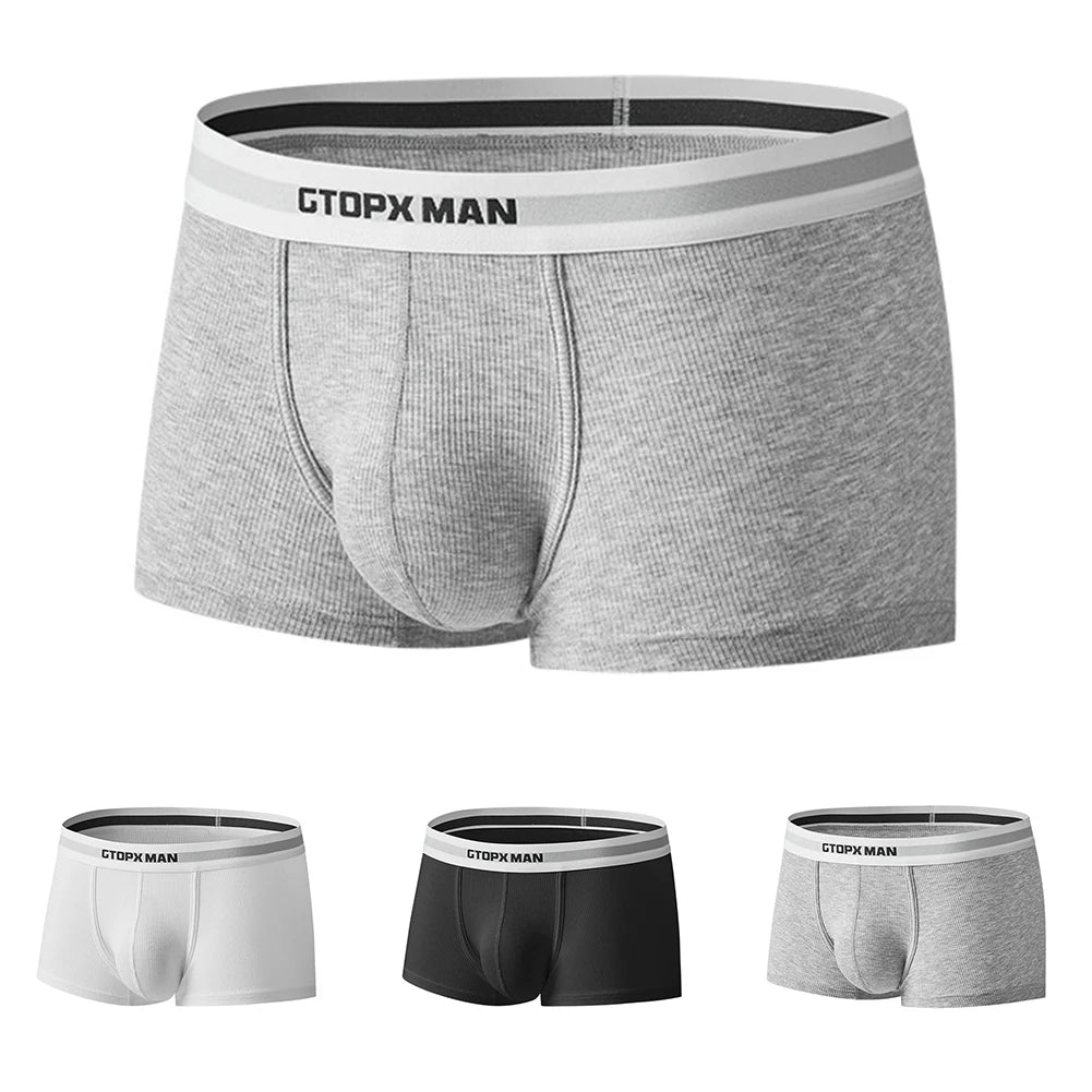 Fall Season Wear White Breathable Underwear Low Rise Sexy Briefs For Men Boxer Ribbed Briefs Low Rise Underwear