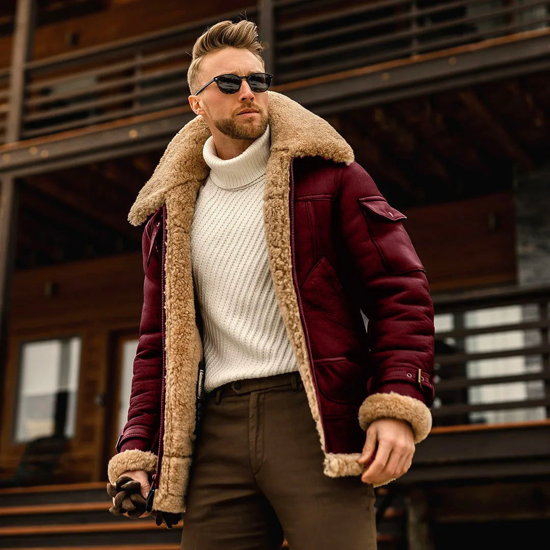 Men's Thickened Fur Collar Windproof Pu Leather Coat Male Brand Leather Jacket Men's Winter Motorcycle Clothes Leanther Jacket