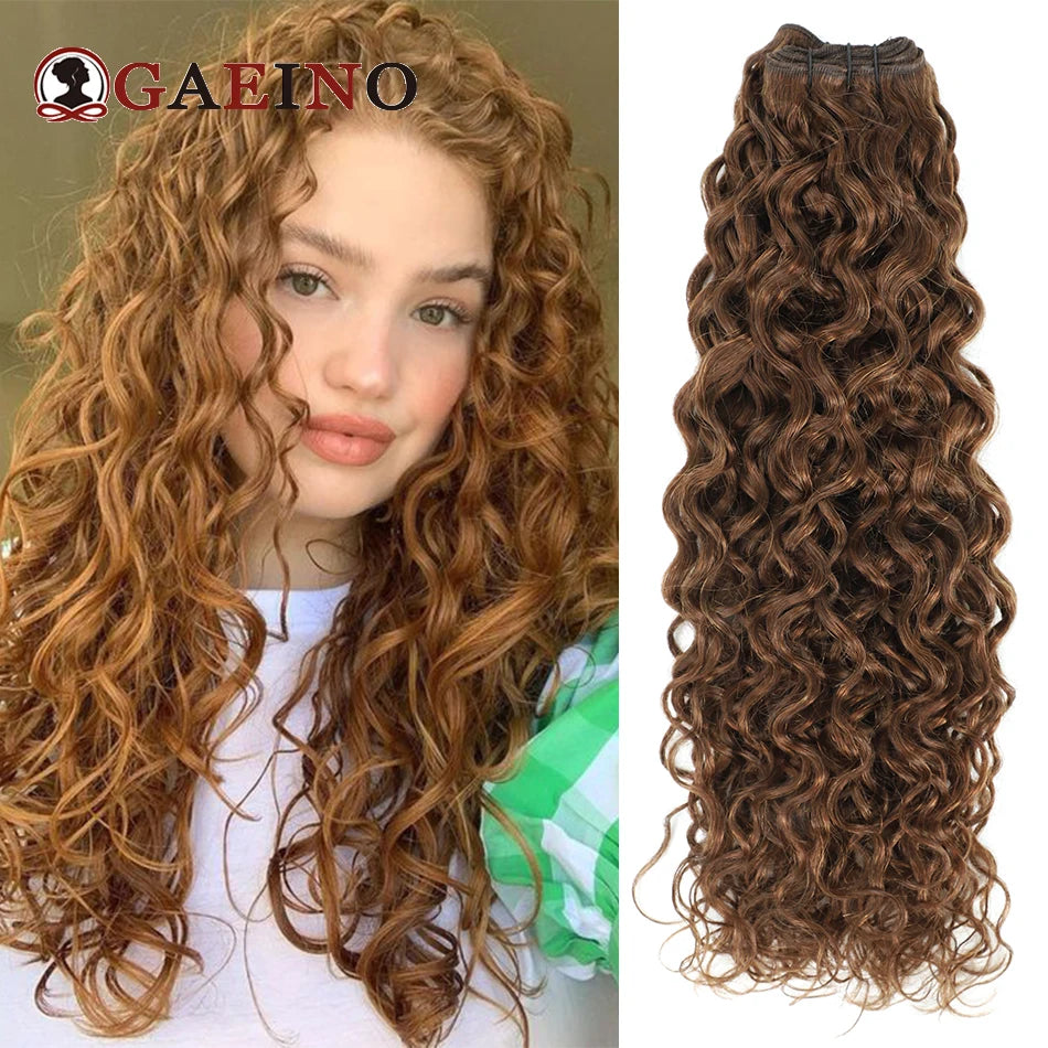 Water Wave Human Hair Weft Extension Dirty Blonde Curly Hair Sew In Weft Hair Extensions Double Weft Remy Hair Wet And Wavy 100G
