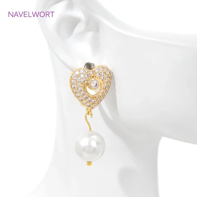 18K Gold Plated Brass Earwires Fasteners,Inlaid Zircon Earring Fixtures,Accessories For Earrings,DIY Jewelry Making Supplies