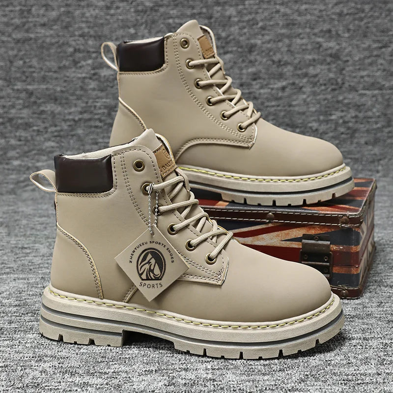 Big Size48 Men Boots Fashion Motorcycle Ankle Boots for Men Waterproof Hiking Boot Winter Chelsea Retro Boots Comfy Botas Hombre