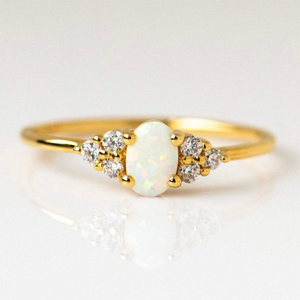 ROXI Anillo Plata S925 Sterling Silver Microinlaid Crystal Opal Women's Wedding Ring 18k Gold Plated Finger Rings 6 7 8 Size