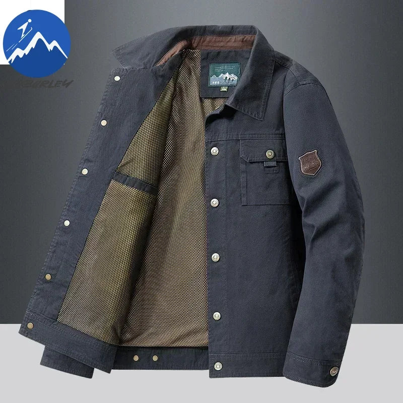 Cargo Jackets 2025 Autumn Men Casual Windbreaker Fashion Working Jacket Coat Male Baseball Jackets Camping Outerwear Man Clothes