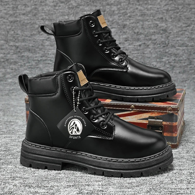 Big Size48 Men Boots Fashion Motorcycle Ankle Boots for Men Waterproof Hiking Boot Winter Chelsea Retro Boots Comfy Botas Hombre