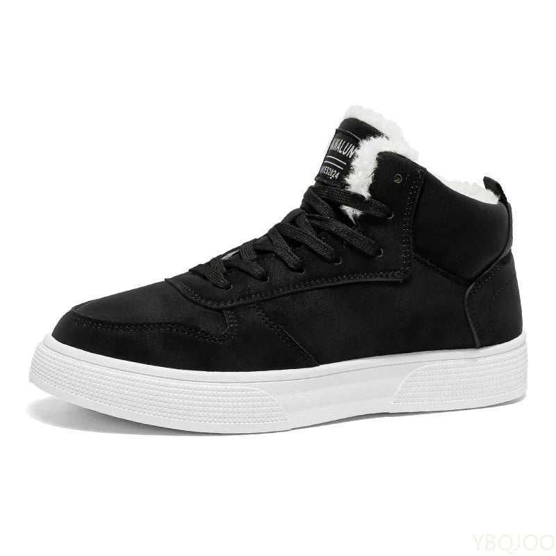 Fashionable versatile men's shoes high top cotton shoes men's winter warm plush casual comfortable board shoes sports shoes