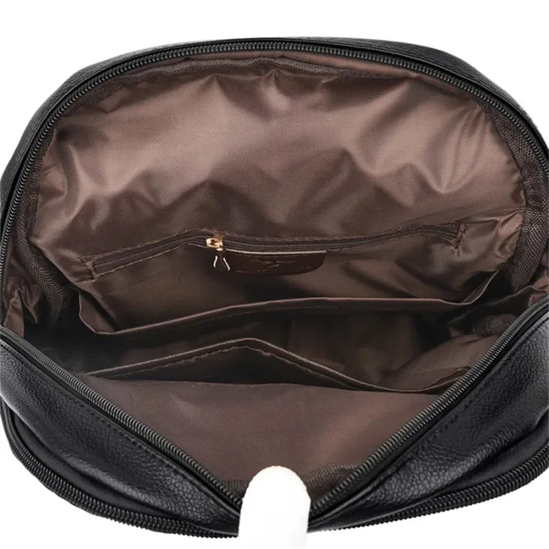 Luxury Women Leather Backpacks for Girls Casual Daypack Black Vintage Backpack School Bags for Girls Rucksack