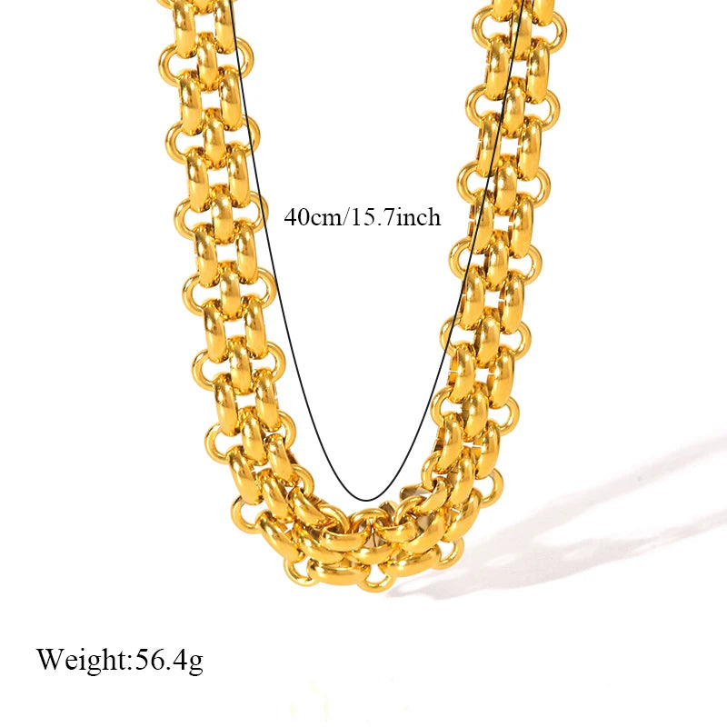 EILIECK 316L Stainless Steel Cuban Chain Statement Necklace For Women New Punk 18K Gold Plated Waterproof Neck Chain Jewelry