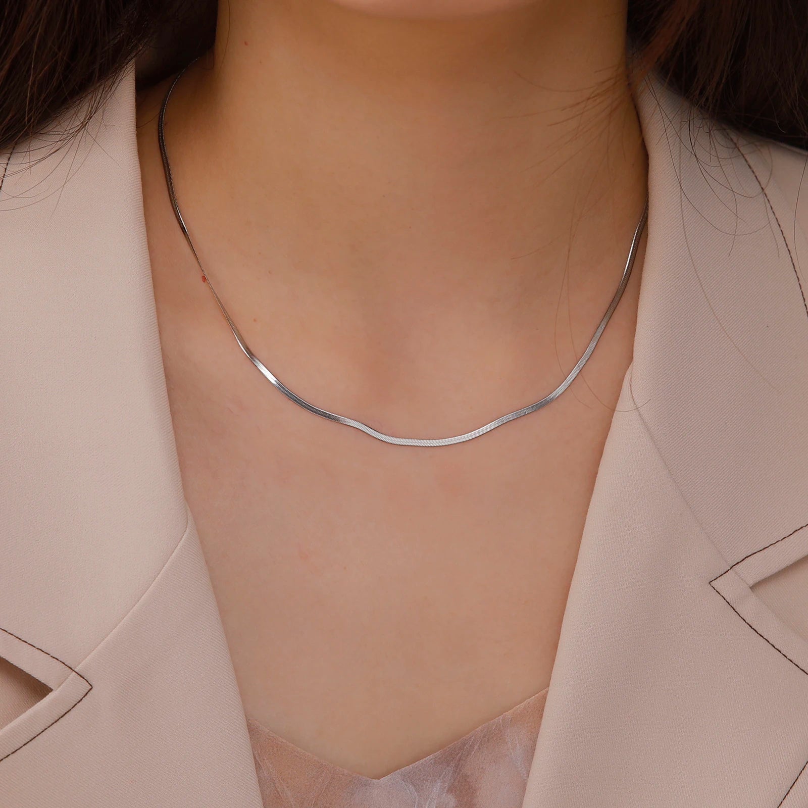 Skyrim Snake Chain Necklace Stainless Steel Gold Color Choker Herringbone Neck Chains for Women Men Jewelry Valentine Gift New