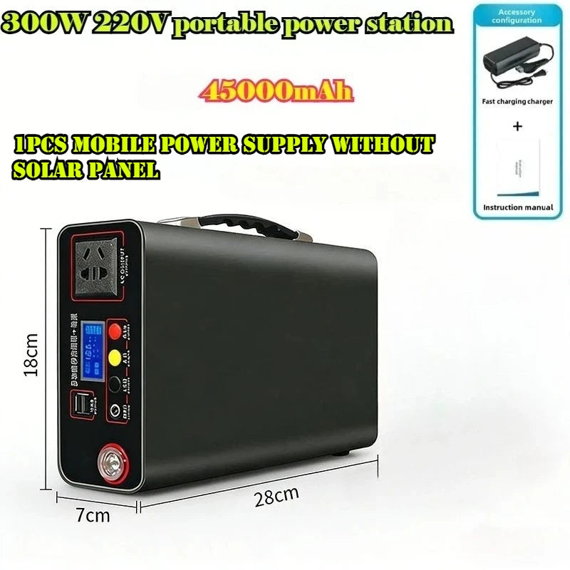 300W 220V Portable Power Station Solar Generator 333Wh 90000mAh LiFePo4 Portable Power Bank for Camping RV with Solar Panel