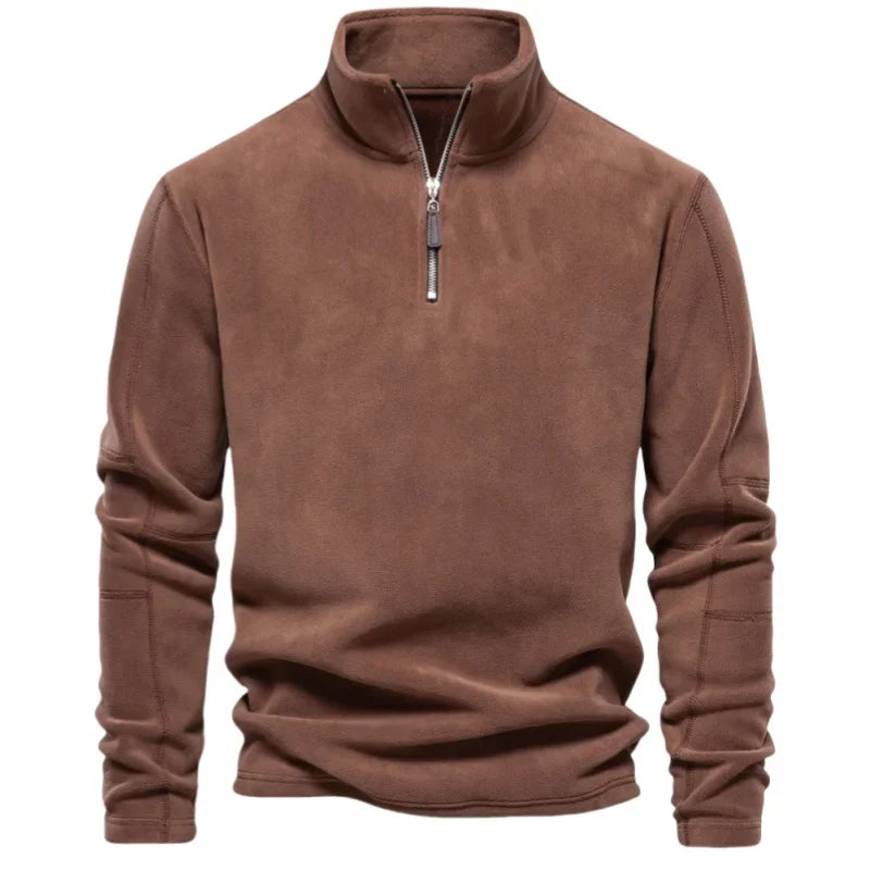 Autumn Winter Warm Pullover Men Casual Fleece Sweatshirts Sweater Male Zip Up Sweatshirt Stand Up Collar Blouse Tops Men Clothes