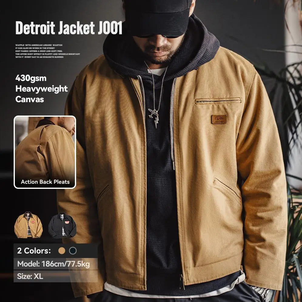 Maden Vintage Detroit Hunting Jackets Men J001 Turn-down Collar Coats Heavyweight Cotton Jacket Multi-Pocket Casual Clothes