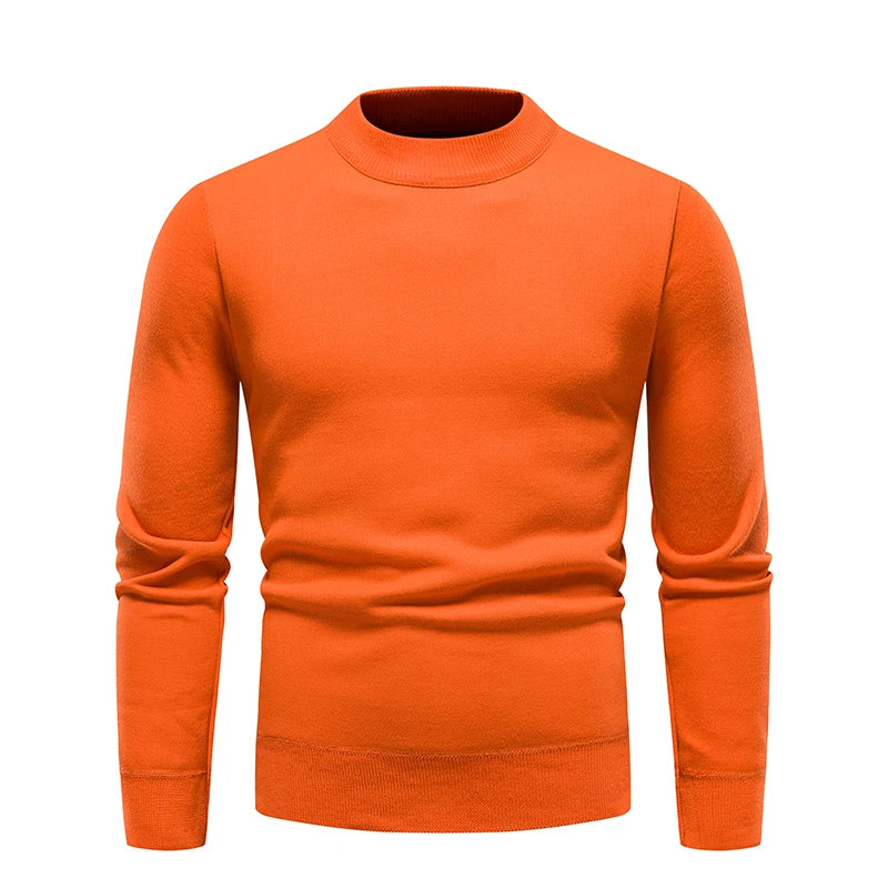 Sweater Men Autumn Winter Jumper Fleece Thickened New Korean Knitwear O-neck Solid White Black Cold Blouse Bottom Shirt Clothes