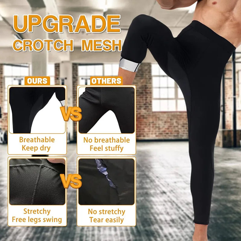 Men Sauna Sweat Pants for men Fat Workout Weight Loss Full Body Slimming Shaper Waist Trainer with Poecket Thermo Capris Legging