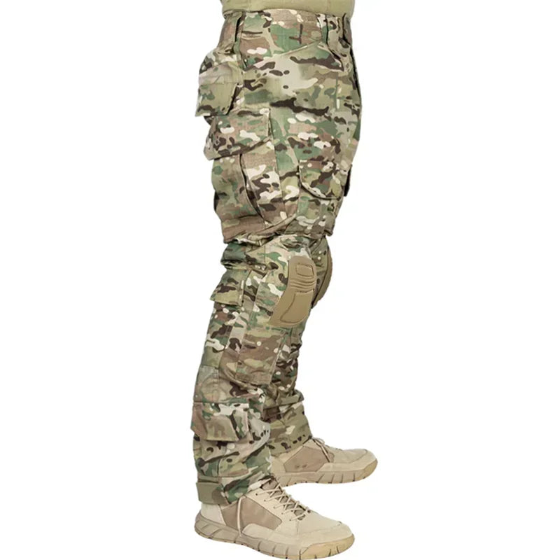 Men Combat Pants With Knee Pads Tactical Cargo Sport Trousers Camouflage Multicam Trekking Hunting Clothes(Not knee pads)