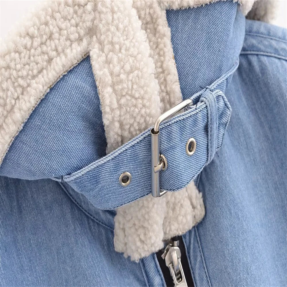 Retro short jacket for autumn and winter, loose and casual, fashionable with a lapel design and thick denim cotton jacket