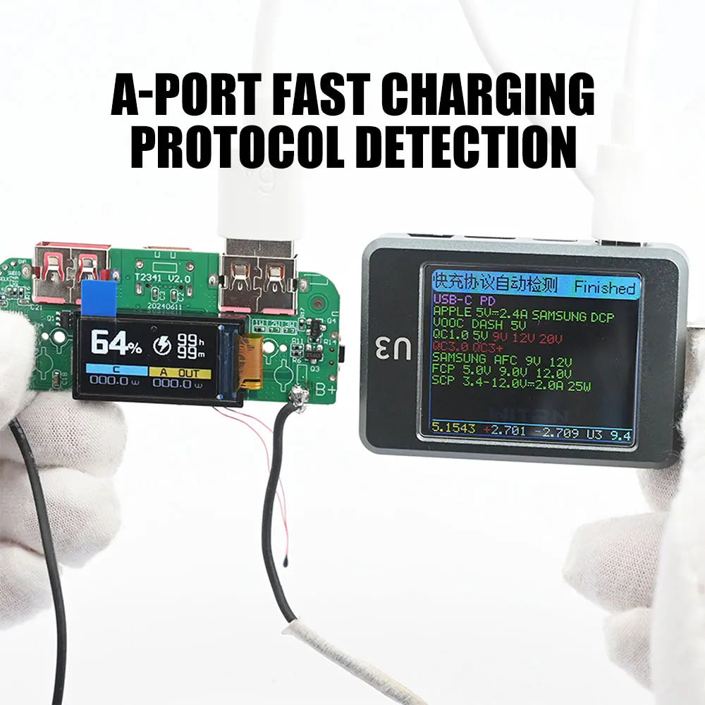 Portable Power Bank DIY Kit 22.5W Bidirectional Fast Charging Power Bank Mainboard TFT Color Display Battery Case Battery Shell