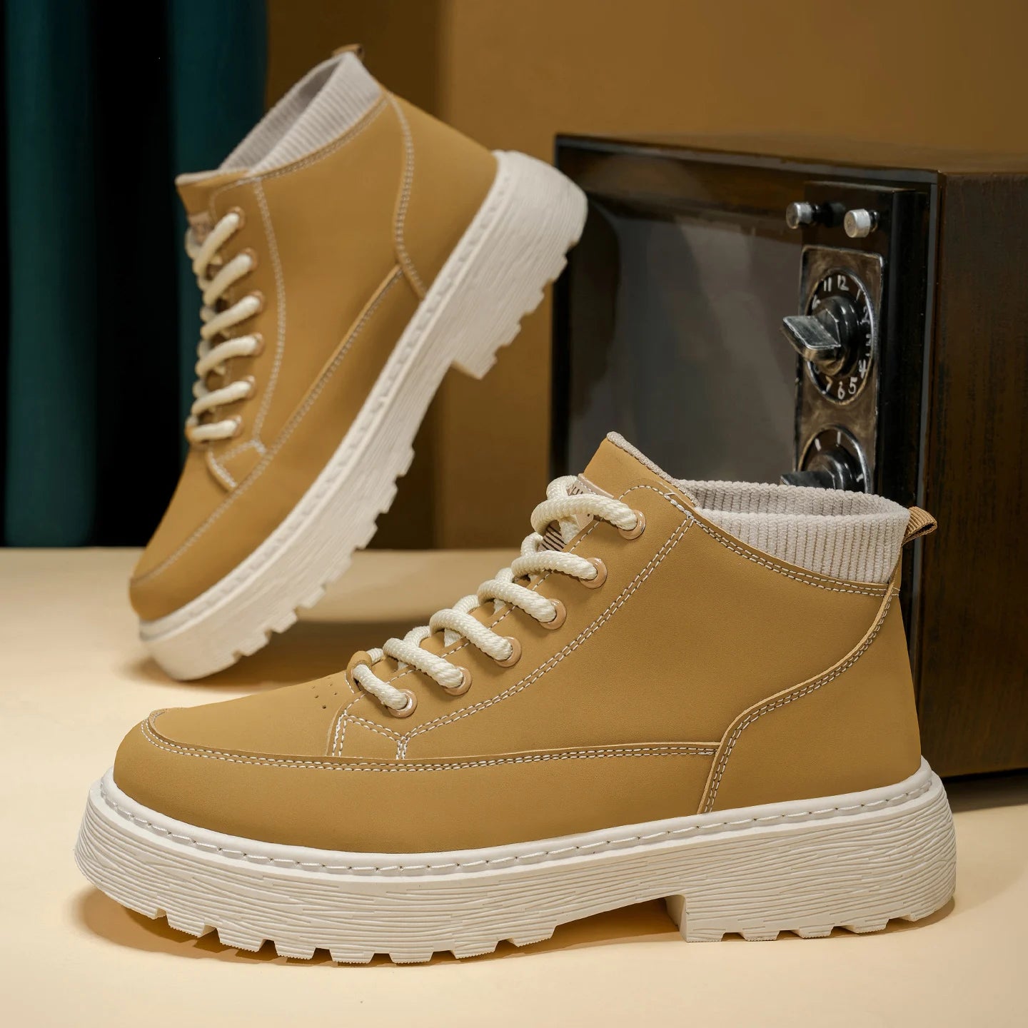 2025 Autumn/Winter High-Top Men's Boots, Anti-Slip and Wear-resistant Casual Leather Shoes, Work Boots