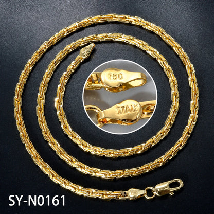 Fashion luxury Italy 750 18k gold plated Copper Link Chain Necklace For Women Jewelry Man Neck Accessories Charms Party Gift
