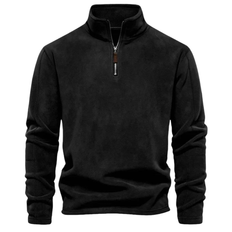 Autumn Winter Warm Pullover Men Casual Fleece Sweatshirts Sweater Male Zip Up Sweatshirt Stand Up Collar Blouse Tops Men Clothes