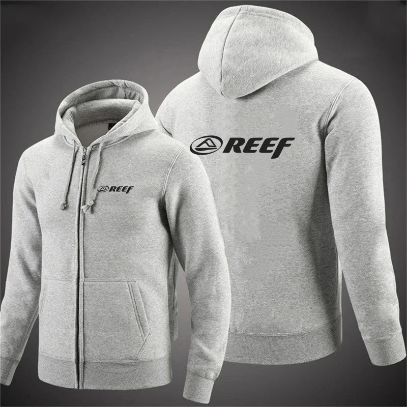 2024 Fashion Fitness Reef Hoodie Spring and Autumn Outdoor Sports Loose Tops Men's Street Style Zipper Coat Oversized Clothes