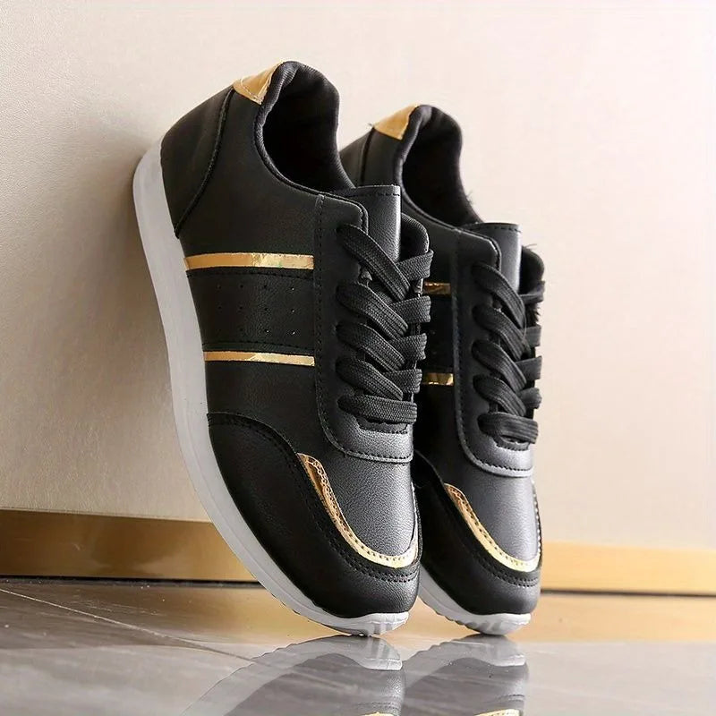 new arrival sneakers for women's vulcanize shoes black golden sports casual designer shoes for woman white trainers