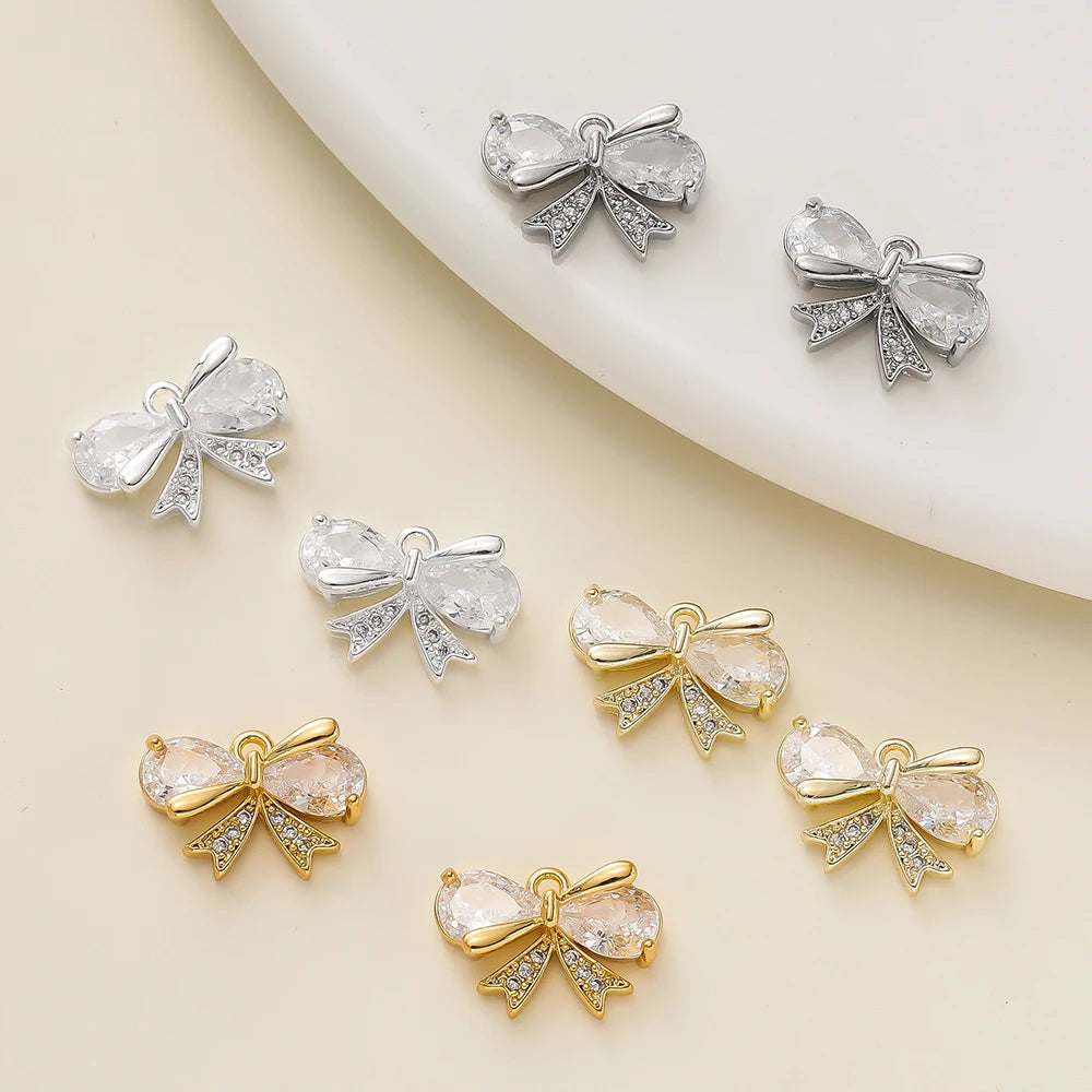 2Pcs/Pack 14/18K Gold Color Plated Butterfly Shape Pendants with Zircon for Necklace Jewelry Making Supplies Accessories