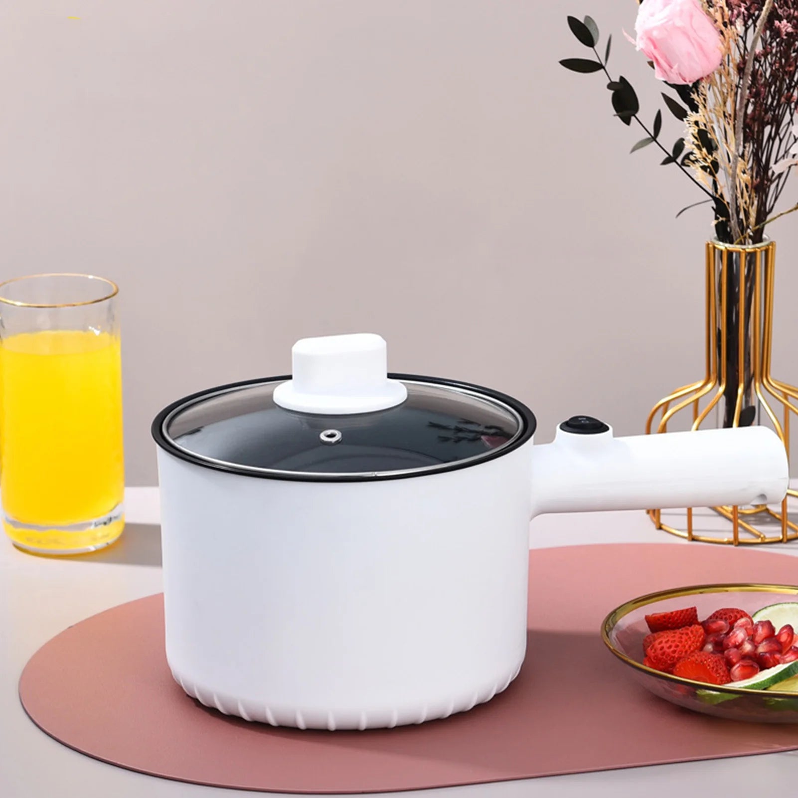 1.5L Electric Cooking Pot Non Stick 2 Gear Temperatures Multifunctional Mini Electric Hot Pot for Dorm Kitchen