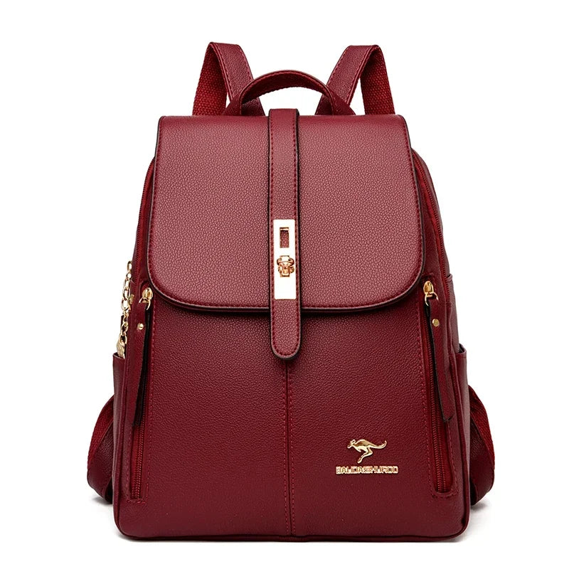 Luxury Women Leather Backpacks for Girls Casual Daypack Black Vintage Backpack School Bags for Girls Rucksack