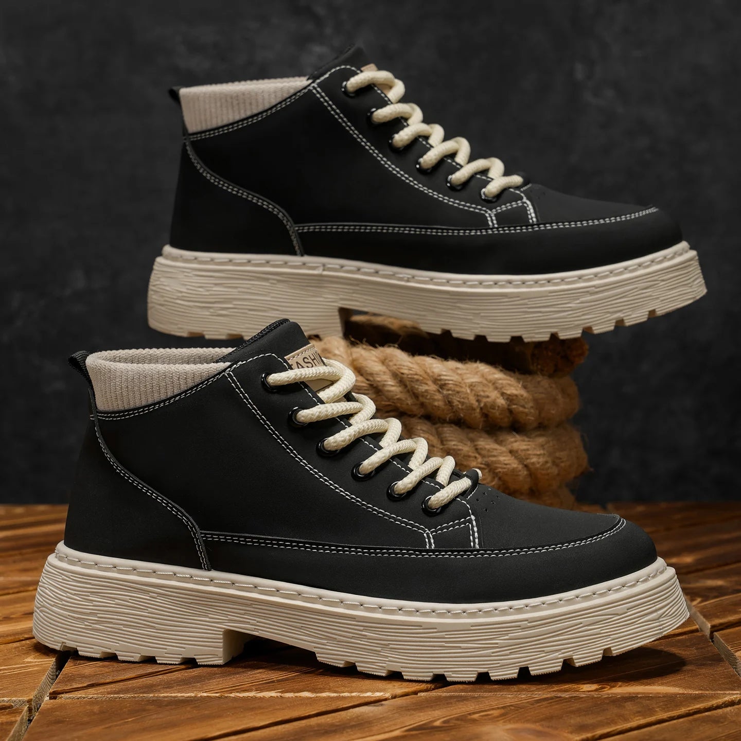 2025 Autumn/Winter High-Top Men's Boots, Anti-Slip and Wear-resistant Casual Leather Shoes, Work Boots