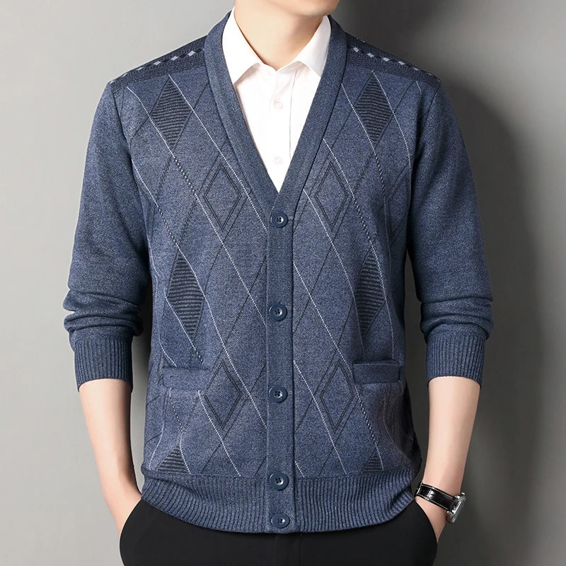 Men's Casual Cardigan Jacket V-neck Sweater Men's Autumn Winter Clothes Button Knit Cardigans Mens Knitting Sweaters Outwear