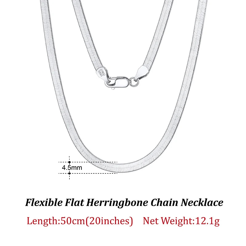 ORSA JEWELS 925 Sterling Silver 3mm Gold Flexible Flat Chain Herringbone Snake Chain Necklace for Women Neck Chain Jewelry SC35
