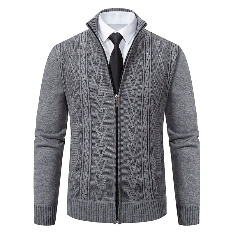 Men's Knit Cardigan Autumn Winter Sweater Coat Man Clothes Brown Blue Luxury Brand Button Fleece Lined Male Knitting Jackets