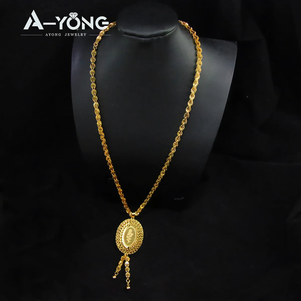 Middle Eastern Muslim Charm Pendant Necklace 21k Gold Plated Dubai Fashion Wedding Neck Chains Algeria Luxury Party Jewelry