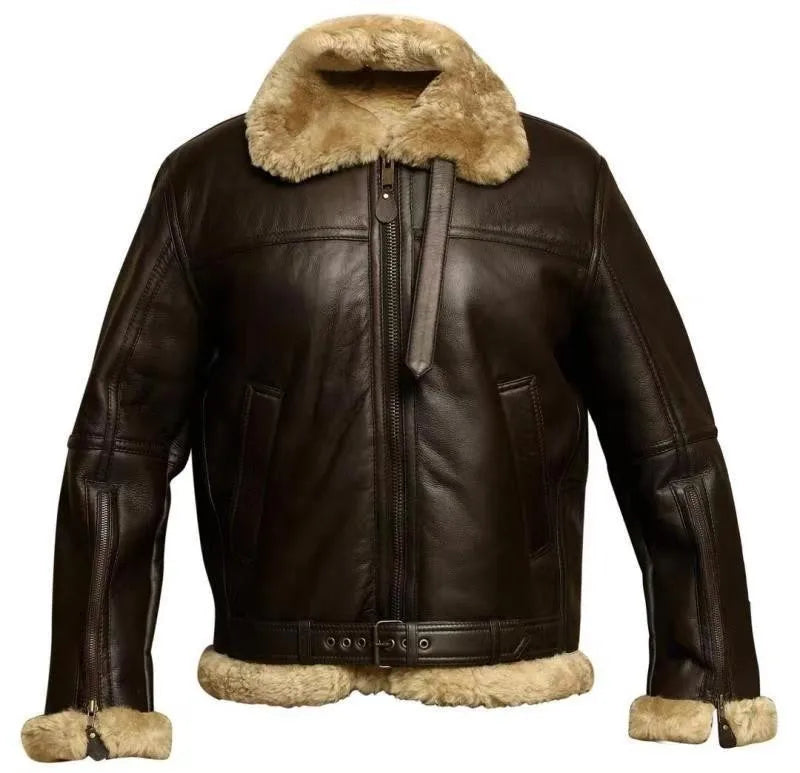 Men Oversized Plus Size Leather Jacket Warm Winter Comfort High Quality Leather Jacket Winter Fur Collar Luxury Fleece Clothes