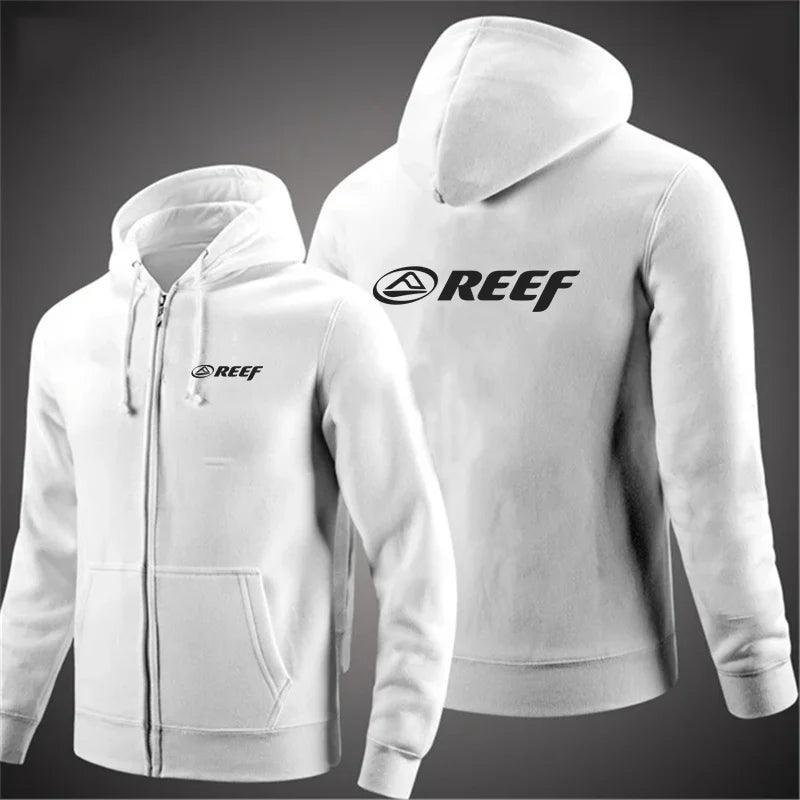 2024 Fashion Fitness Reef Hoodie Spring and Autumn Outdoor Sports Loose Tops Men's Street Style Zipper Coat Oversized Clothes