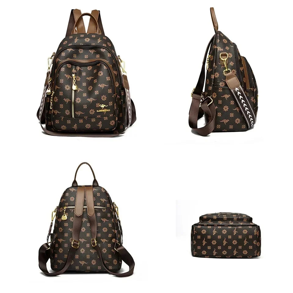New Classical Fashion High Quality Soft Leather Travel Backpack Women Large Capacity Luxury Shoulder Bags School Bag Backpacks