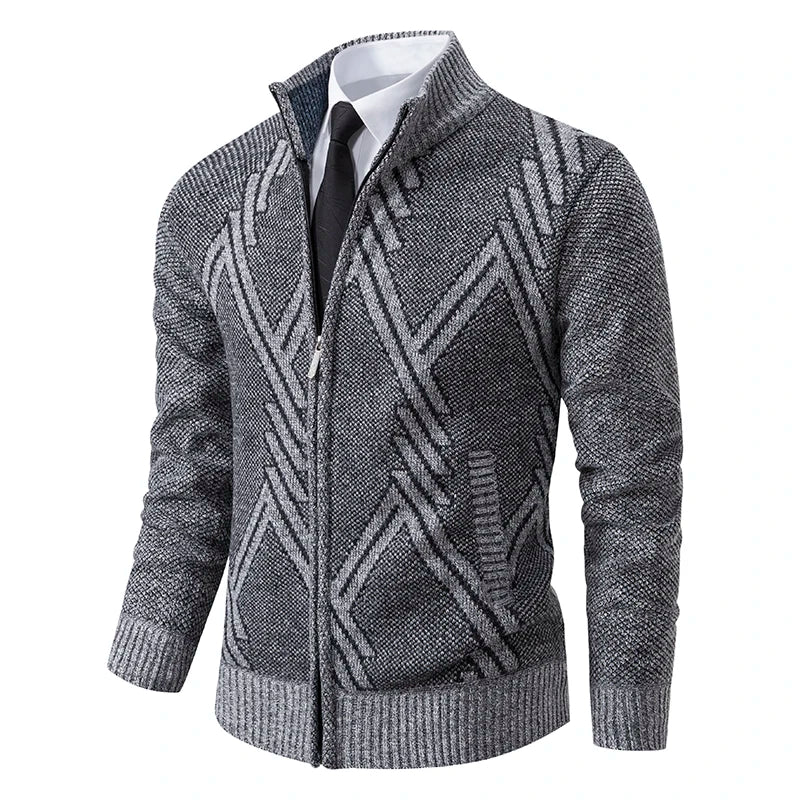 Men's Knit Cardigan Autumn Winter Sweater Coat Man Clothes Brown Blue Luxury Brand Button Fleece Lined Male Knitting Jackets