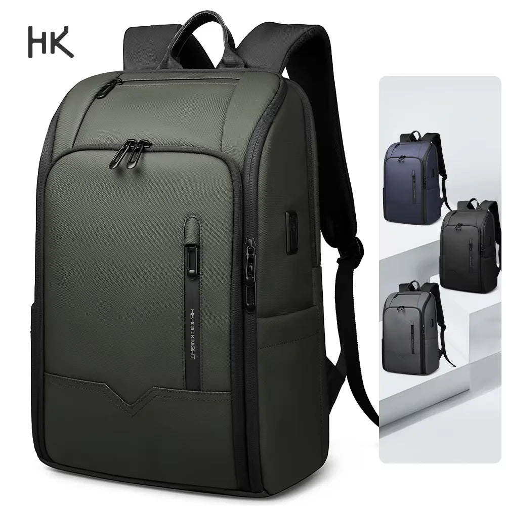 HK Business Men's Backpack 15.6 Inch Laptop Bag Waterproof Travel Backpack with USB Port Multifunctional Outdoor Hiking Backpack