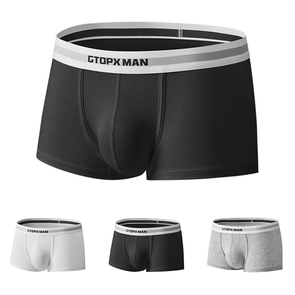 Fall Season Wear White Breathable Underwear Low Rise Sexy Briefs For Men Boxer Ribbed Briefs Low Rise Underwear