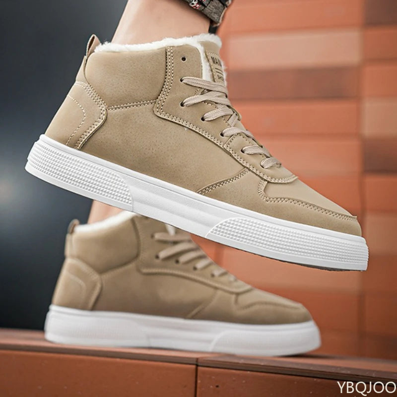 Fashionable versatile men's shoes high top cotton shoes men's winter warm plush casual comfortable board shoes sports shoes