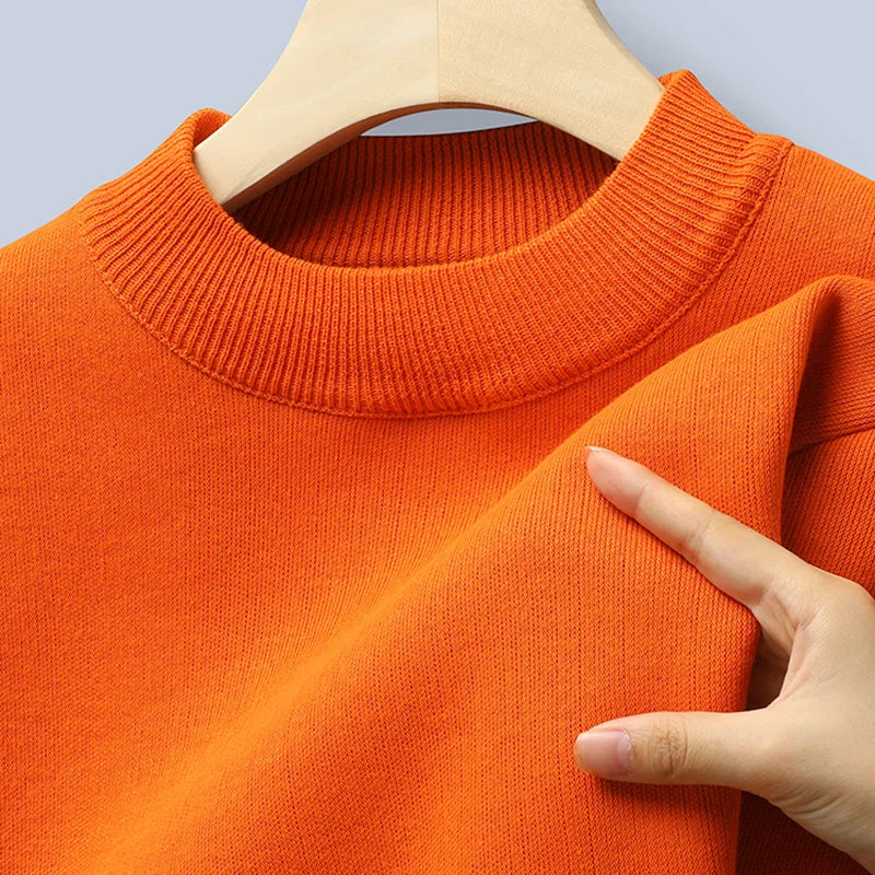Sweater Men Autumn Winter Jumper Fleece Thickened New Korean Knitwear O-neck Solid White Black Cold Blouse Bottom Shirt Clothes