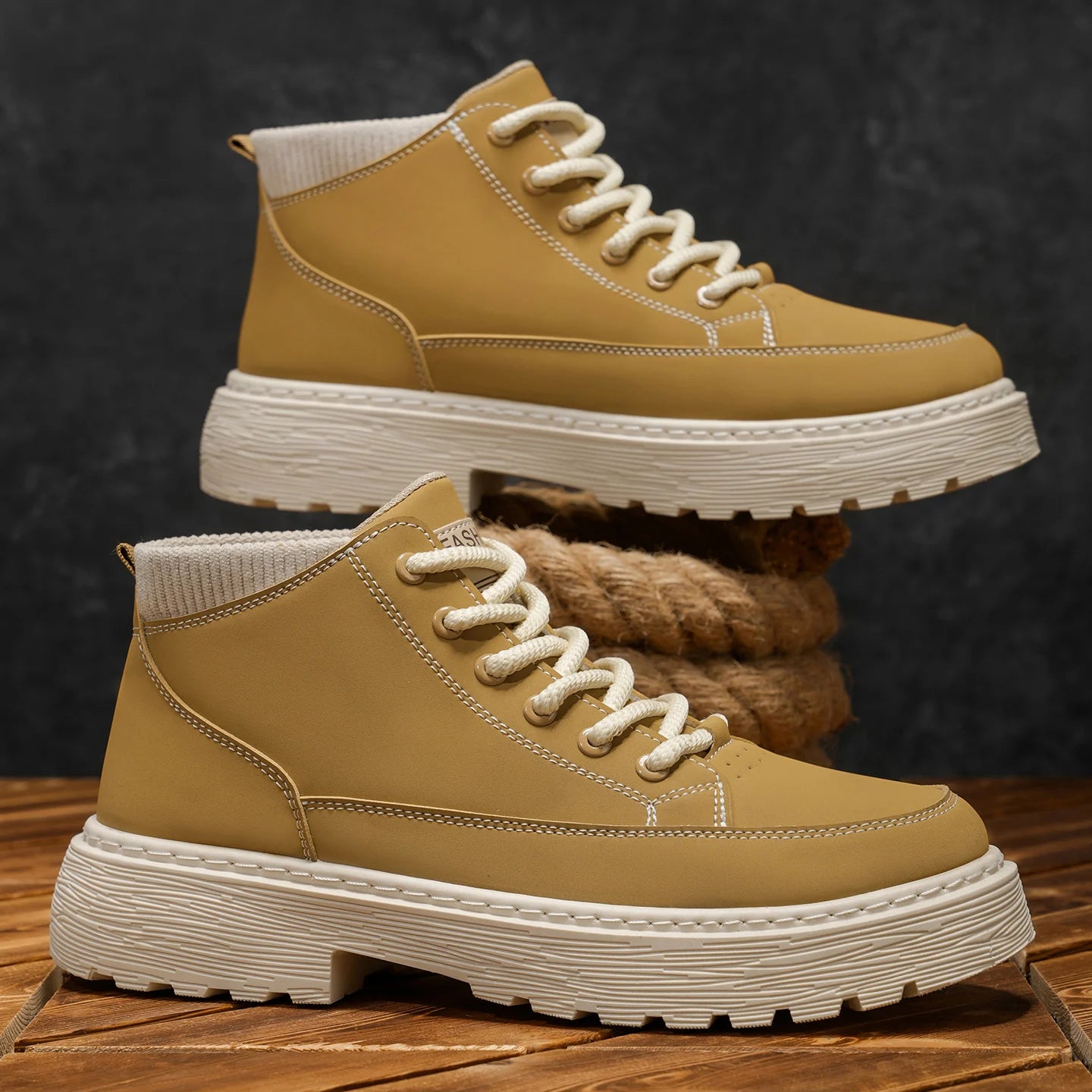 2025 Autumn/Winter High-Top Men's Boots, Anti-Slip and Wear-resistant Casual Leather Shoes, Work Boots
