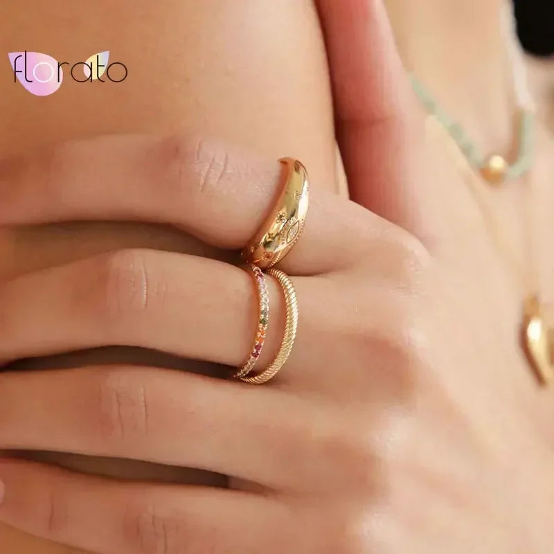 24k Gold-Plated Silver Bling Minimalist Multiple Styles CZ Finger Ring For lovers' Anniversary Engagement Ring Gift Fine Jewelry