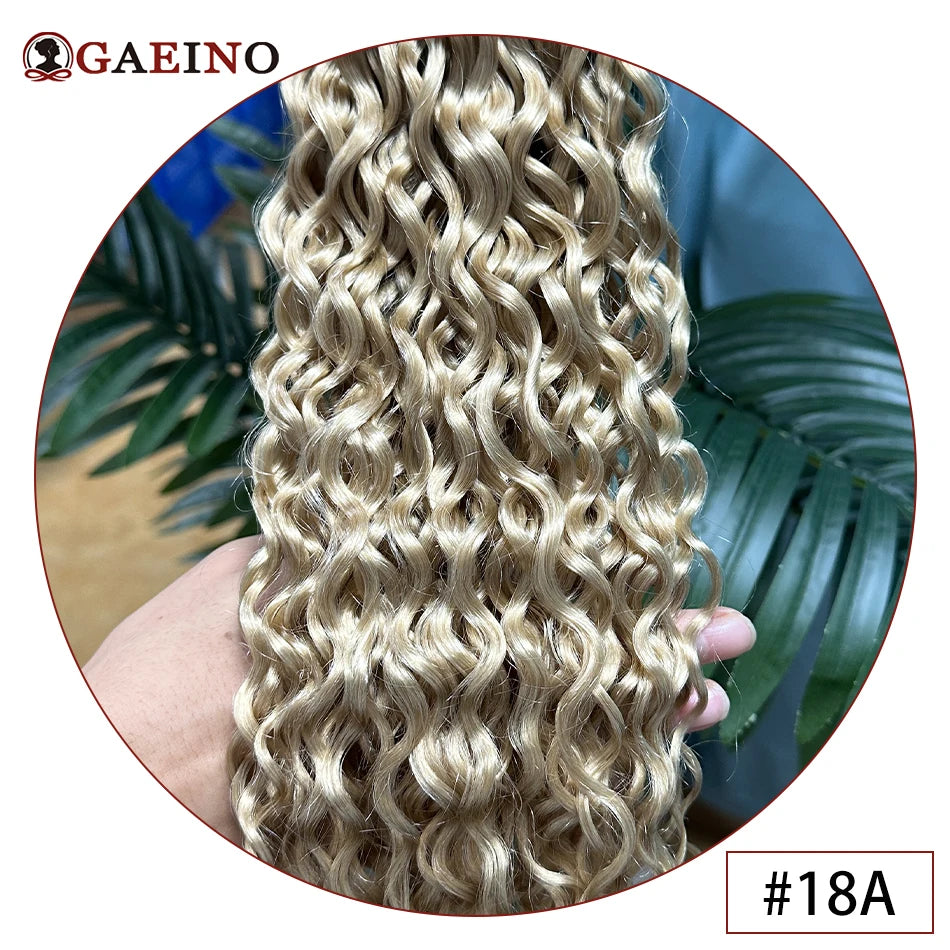 Water Wave Human Hair Weft Extension Dirty Blonde Curly Hair Sew In Weft Hair Extensions Double Weft Remy Hair Wet And Wavy 100G